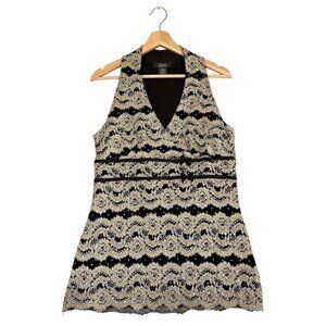 Dress Barn Black and Cream Patterned Tank Top